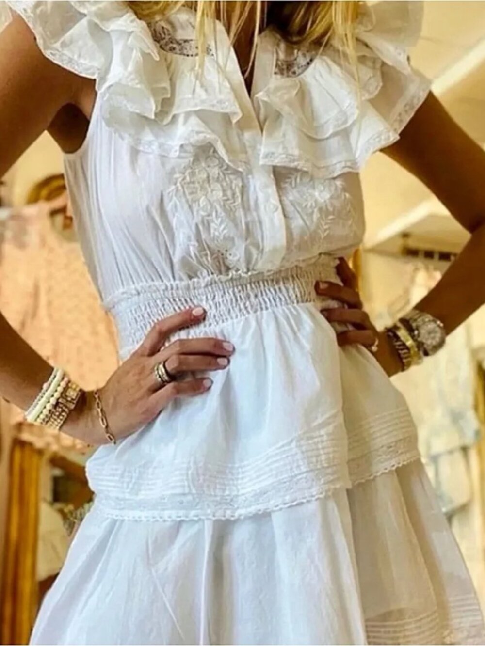 LoveShackFancy x Target Penelope White Ruffled Tiered Mini Dress